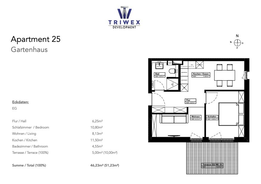 Hell, ruhig, charmant: 2-Zimmerwohnung mit Terrasse zum Verlieben!