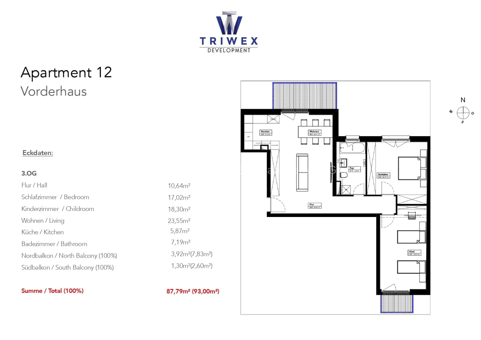 Eleganz trifft Raumgefühl – Exklusive 3-Zimmerwohnung mit zwei Balkonen!