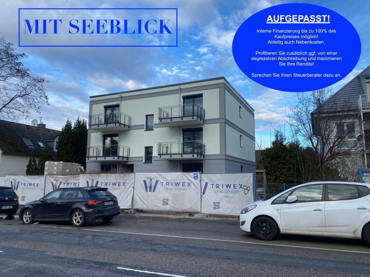 Vorderansicht mit Störer Seeblick Vorderansicht mit Störer Seeblick